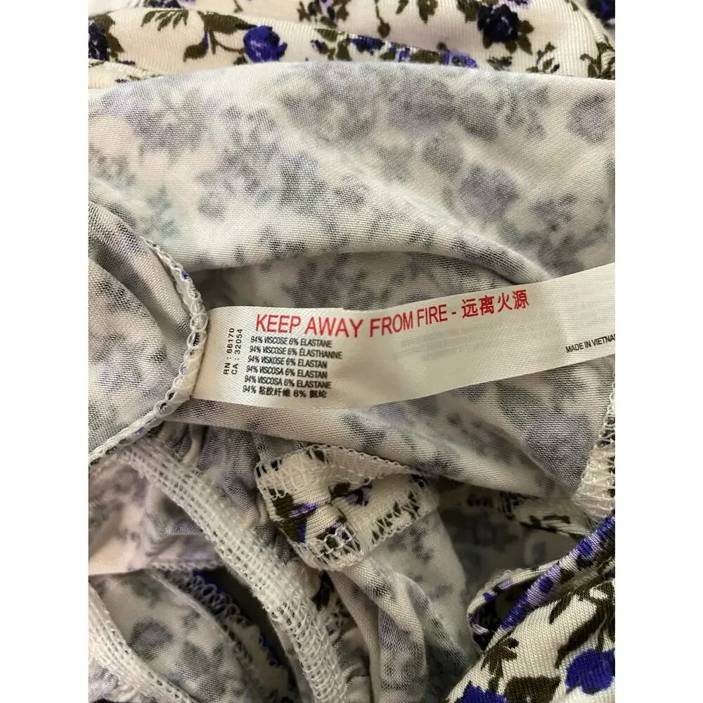 NWOT Intimately Free People XS Purple Floral V Neck Cutout Bodysuit Cottagecore
